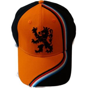 Cap Holland oranje met zwarte leeuw en rood-wit-blauwe vlag | WK Voetbal Qatar 2022 | Nederlands elftal pet | Holland souvenir