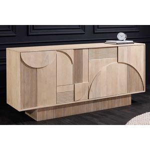 Design dressoir ART DECO 170cm wit gekalkt massief mangohout 3D front - 44060