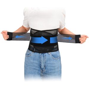 Verstelbare Lendensteun Brace voor Rugpijn - Ademend en Comfortabel - Geschikt voor Hernia, Ischias, Scoliose - Zwart, XL
