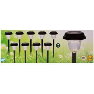 Oneiro’s Luxe Solar LED Tuinverlichting - Set van 9 - ⌀12x38 cm - Tuinverlichting - Lichtsnoer voor buiten - zwart - prikspot - zonne-energie – LED – zomer – tuinverlichting – solarlamp