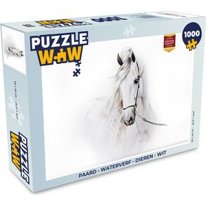 Puzzel Paard - Waterverf - Dieren - Wit - Legpuzzel - Puzzel 1000 stukjes volwassenen