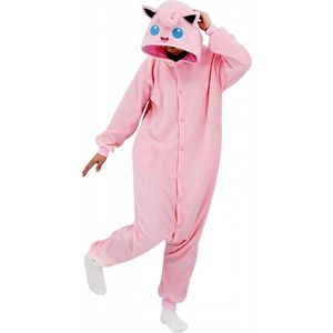 KIMU Onesie Roze Suikerspin Pak - Maat L-XL - Pink Kauwgom Kauwgombal Kostuum Huispak Pyjama Lichtroze Jumpsuit Snoepje Candy Volwassenen Festival