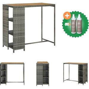 vidaXL Bartafel met opbergrek 120x60x110 cm poly rattan grijs - Tafel - Inclusief Onderhoudsset