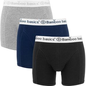 Comfortabel & Zijdezacht Bamboo Basics Rico - Bamboe Boxershorts Heren (Multipack 3 stuks) - Onderbroek - Ondergoed - Grijs, Navy & Zwart - S