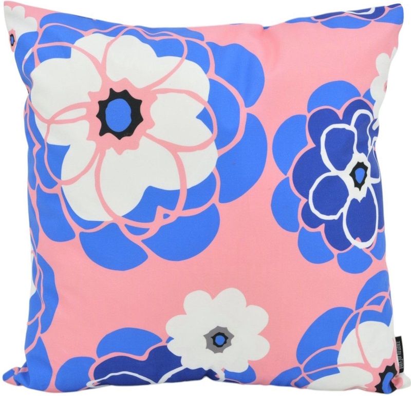 Sierkussen Pink Blue Flower | 45 x 45 cm | Katoen/Polyester