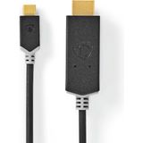Nedis USB-C Adapter - USB 3.2 Gen 1 - USB-C Male - HDMI Connector - 4K@60Hz - 2.00 m - Rond - Verguld - PVC - Antraciet - Doos
