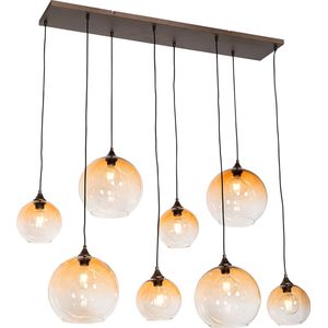 QAZQA sandra - Art Deco Grote hanglamp voor boven de eettafel | in eetkamer - 8 lichts - L 140 cm - Brons - Woonkamer | Slaapkamer | Keuken