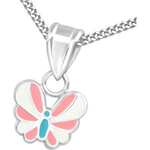 Amanto Kids Ketting Chavo - 925 Zilver E-Coating - Vlinder - 9x7mm - 38cm