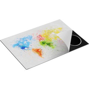 Chefcare Inductie Beschermer Wereldkaart met Verfvlekken - Abstract - 77x51 cm - Afdekplaat Inductie - Kookplaat Beschermer - Inductie Mat