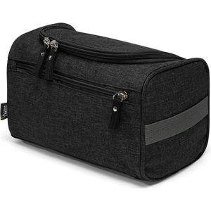 Travel Toiletry Bag for Men - Hanging Toiletry Bag with 5 Litres of Space - Metal Hanging Hooks - Cool, Casual, and Convenient - Dark Black Toilettas met haak