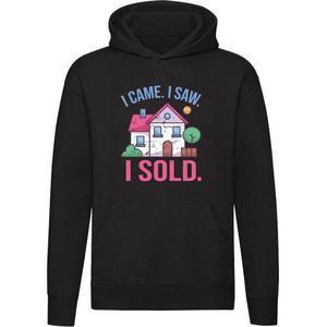 I came. I saw. I sold. | huis | woning | verhuizen | verkopen | verhandelen | ik kwam, ik zag, ik verkocht | Unisex | Trui | Sweater | Hoodie | Capuchon | Zwart