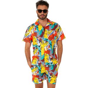 OppoSuits Pika Pikachu Summer Combo - Heren Zomer Set - Bevat Shirt En Shorts - Pokémon Zwem Kleding -Multi Color -Maat M