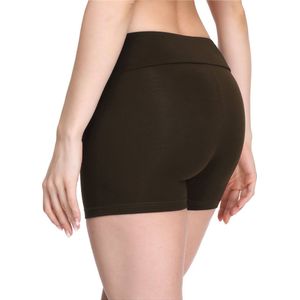 Merry Style Dames Korte Leggings - Sport - Vrijetijdsbroek - Shorts - Sporbroek - Yogabroek - Brede Taille - MS-MS10-284-LE - Bruin - XS