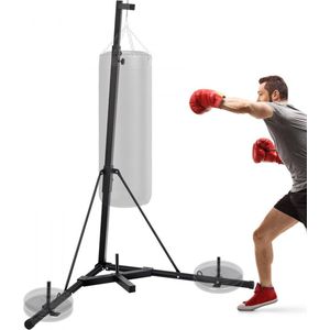 Bokszak Standaard Zwarte Boksstandaard 60 kg Boksen Punch Bag Stand van Premium Stalen Frame met 182 tot 230 cm Hoogte en Stabiele Basis Ideaal voor Vechtsporten, Boksen, Fitness en MMA-training