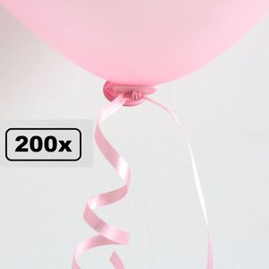 200x Automatische snelsluiters met lint Roze - Festival thema feest ballonnen ballon knoopje ballon sluiter