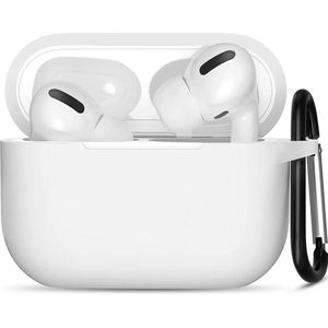 Hoesje geschikt voor Apple Airpods Pro - Softcase - Sleutelhanger - Cover - Extra dun - Siliconen - Wit