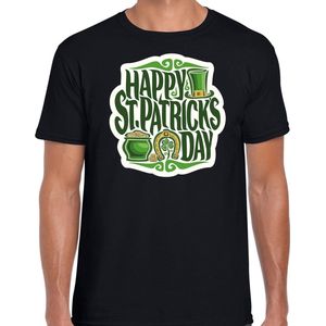 St. Patricks day t-shirt zwart voor heren - Happy St. Patricks day - Ierse feest kleding / outfit / kostuum XL