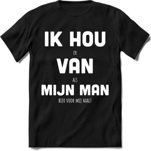 Ik Hou Van Mijn Man T-Shirt | Bier Kleding | Feest | Drank | Grappig Verjaardag Cadeau | - Zwart - S