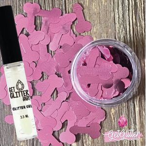 GetGlitterBaby® - Chunky Festival Glitters Sterretjes voor Lichaam en Gezicht Jewels Gel Glitterlijm Huid lijm / Face Body Glitter Piemels Roze + Glittergel Huidlijm