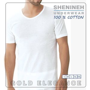 Gold Elegance Katoenen T-shirt, runde hals hemdje met korte mouwen - 100% Katoen - L