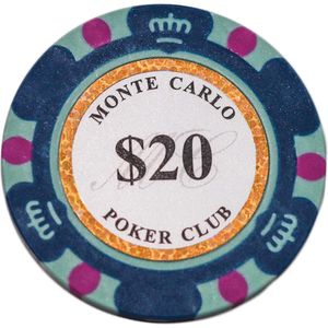 Poker chips - Poker - Pokerset - Poker chip met waarde 20 - Monte Carlo poker chip - Fiches - Poker fiches - Poker chip - Klei fiches - Cave & Garden