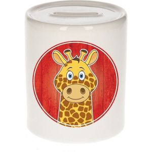 Vrolijke giraffe dieren spaarpot 9 cm - keramiek - spaarpotten voor kinderen