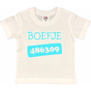 T-shirt Kinderen ""Boefje 486309"" | korte mouw | Wit/aquablauw | maat 110/116