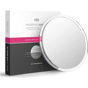 Draagbare Vergrootspiegel met 10X Vergroting en Zuignappen voor Make-up - Ideaal voor Reis en Badkamer