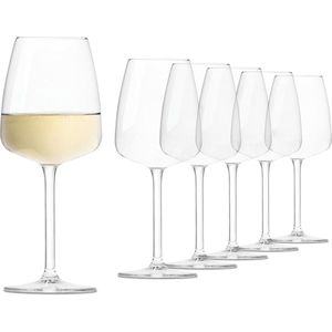 Set van 6 witte en rode wijnglazen 45 cl van extra helder glas - Line Doux - vaatwasmachinebestendig - zeer transparant - glanzend en duurzaam