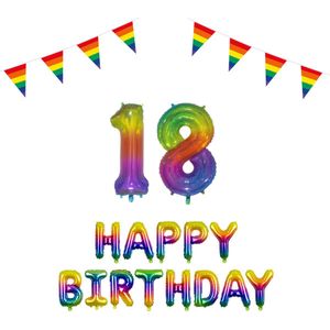 18 jaar Verjaardag Versiering Pakket Regenboog