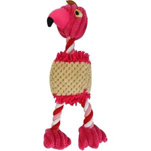 Pluche Hondenknuffel - Flamingo met Piepje - Honden Speelgoed - Speeltje - Knuffel Hond