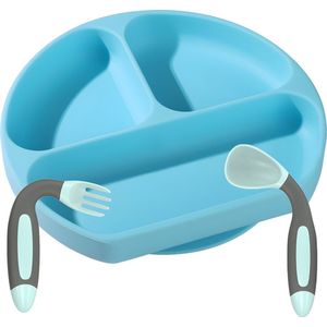 HI NATURE™ Baby bord met zuignap - Siliconen baby bestek - kinderservies & drinkbekers - Baby servies - Bordje set blauw