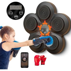 Shenna Commerce - Smart Music Boxing Machine Met Bluetooth - Bokszak - Boksbal - Digitale Boksmachine - Intelligente Training - Boksmachine met muziek - Fitness - Geluid - Boksen - Training - Zwart/Oranje