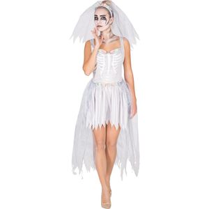 dressforfun - vrouwenkostuum Bruidskleed skelet M - verkleedkleding kostuum halloween verkleden feestkleding carnavalskleding carnaval feestkledij partykleding - 300059