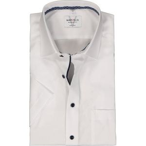 MARVELIS modern fit overhemd - korte mouw - structuur - wit - Strijkvrij - Boordmaat: 46