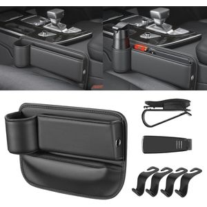 Auto Bekerhouder Organizer voor Drank en Accessoires - PU-leer met Haken en Brillenhouders