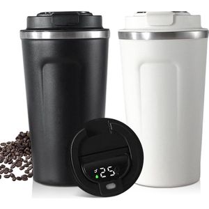 Thermo koffiemok to go - 2 stuks - dubbelwandige isolatiebeker - roestvrij staal - 510 ml - lekvrij - herbruikbaar - milieuvriendelijk travel coffee mugs with handletravel coffee mugs with handle