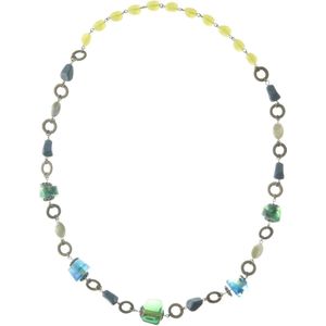 Behave Lange ketting groen blauwe kralen 80 cm