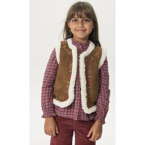 Sissy-Boy - Bruin suède gilet met teddy en embroidery