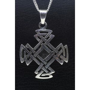 Zilveren Keltische knoop vierkant ketting hanger