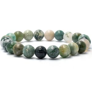 Bixorp Gems Boom Agaat Edelstenen Armband - 8mm / 18cm - Handgemaakte Edelsteen Kralenarmband