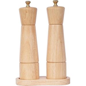 Zout-en-Peper-Molen-Set-Met-Molen-Plateau-Verstelbare-Keramische-Zoutmolen-Roestvrij-Stalen-Peper-Molen-Rubber-Hout-22cm-Hoogte-Bodem-Diameter-55cm