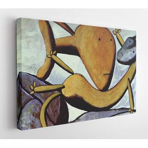 Een grappige foto van een kat die een grote vis vangt, geschilderd in kubistische stijl - Canvas moderne kunst - Horizontaal - 339905114 - 50*40 Horizontal