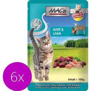 Mac’s Kattenvoer Natvoer Maaltijdzakjes - Kip en Lam - 6 x 100g