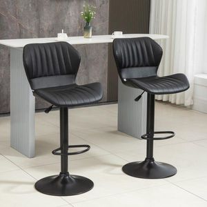BAARKKSTOOL Hoogte verstelbare 2-set roterende stoelen stoelstoelen 360 ° roteerbaar met rugleuning synthetisch leer 48,5x55x90-110 m