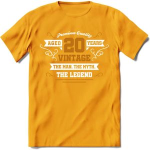 20 Jaar Legend T-Shirt | Goud - Wit | Grappig Verjaardag en Feest Cadeau Shirt | Dames - Heren - Unisex | Tshirt Kleding Kado | - Geel - XXL