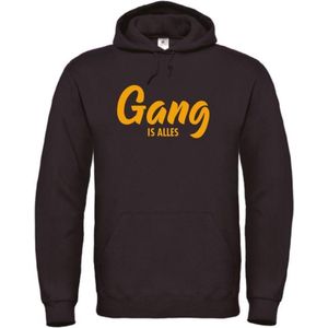 Wintersport hoodie zwart M - Gang is alles - okergeel - soBAD. | Foute apres ski outfit | kleding | verkleedkleren | wintersporttruien | wintersport dames en heren