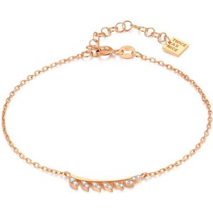 Twice As Nice Armband in rosé zilver, blaadje met zirkonia 19 cm+3 cm