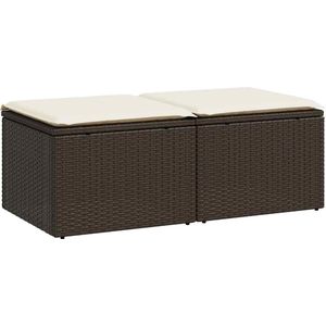 vidaXL - 2-delige - Loungeset - met - kussens - poly - rattan - acacia - bruin