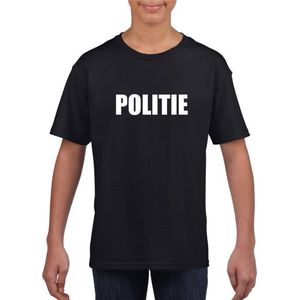 Politie tekst t-shirt zwart kinderen 134/140